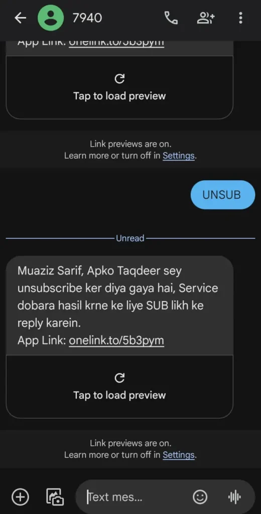 How to unsubscribe jazz sitaron ka haal