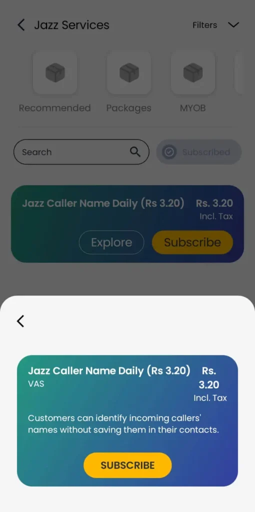 jazz caller name unsub or subscribe by Jazz world app